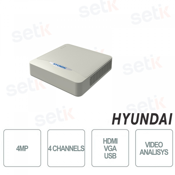 Enregistreur NVR Hyundai 4 MP 1080P 4 Canaux Analyse Vidéo 60Mbps