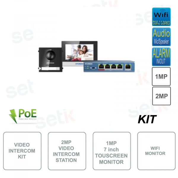 Kit per Videocitofono - Stazione ad incastro + Monitor Touchscreen IP da 7 pollici