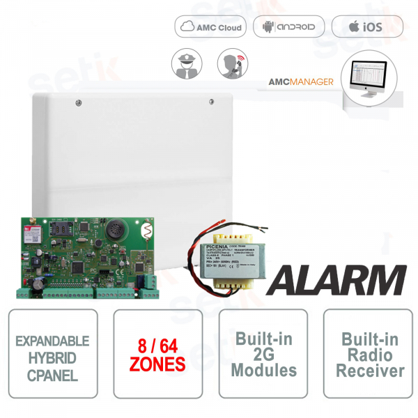 Récepteur radio de panneau de commande d'alarme hybride extensible 2G - AMC