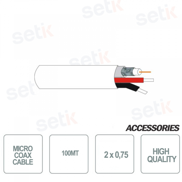 Compound Micro Coaxial Cable 100MT + 2X0,75 - Setik