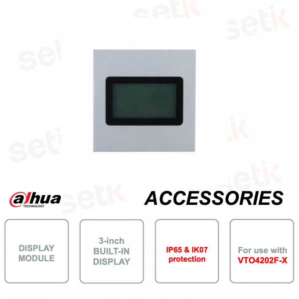 Display module - For VTO4202F-X video intercom system - 3-inch display