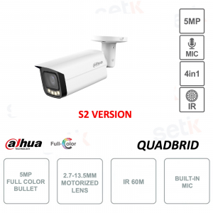 5 MP Vollfarb-Kugelkamera – S2-Version – motorisiert 2,7–13,5 mm – IR 60 m – Mikrofon – IP67