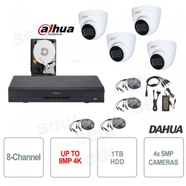 Dahua Video Surveillance KIT HDCVI XVR 8 Channels 4K 4 Infrared Cameras