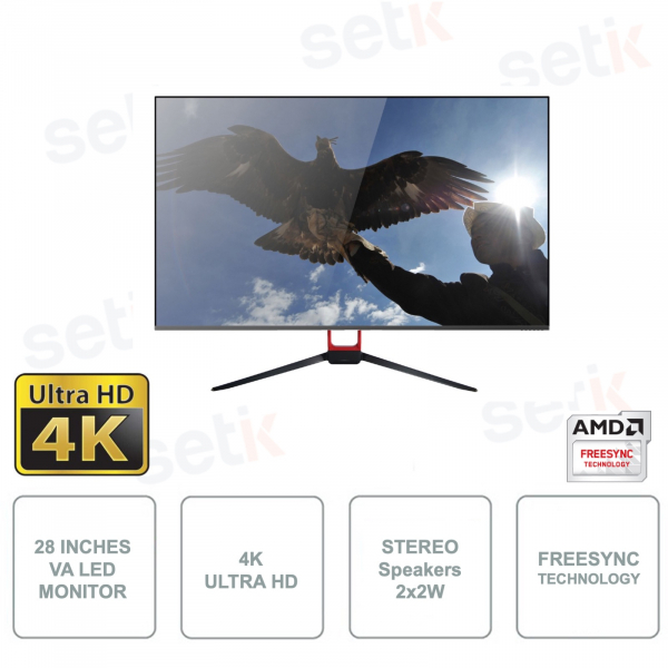 Monitor Ultra HD 4K 28 Pollici - Pannello VA - FreeSync - Altoparlanti - 5ms