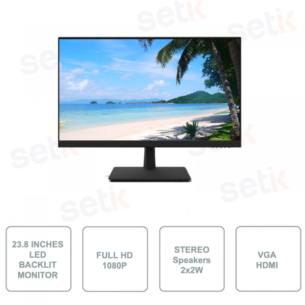 Monitor 23.8 Pollici - Per uso continuativo 24-7 - LED - Full HD - Speakers