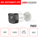 Cámara Bullet Hikvision 2MP HD Turbo HD-TVI 4in1 3.6mm IR