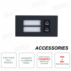 Additional module - Pushbutton panel with 2 call buttons - For Dahua VTO4202F-X modular system