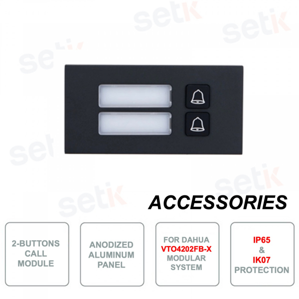Additional module - Pushbutton panel with 2 call buttons - For Dahua VTO4202F-X modular system