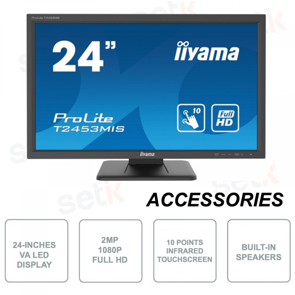 Monitor VA LED 24 pollici - Touchscreen - Full HD - 4ms - Speakers
