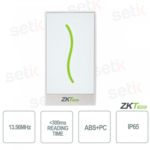 ZKTECO - 13.56MHz - Lettore Di accesso Tessere EM/IC - Led rosso e verde IP65 - Colore Bianco