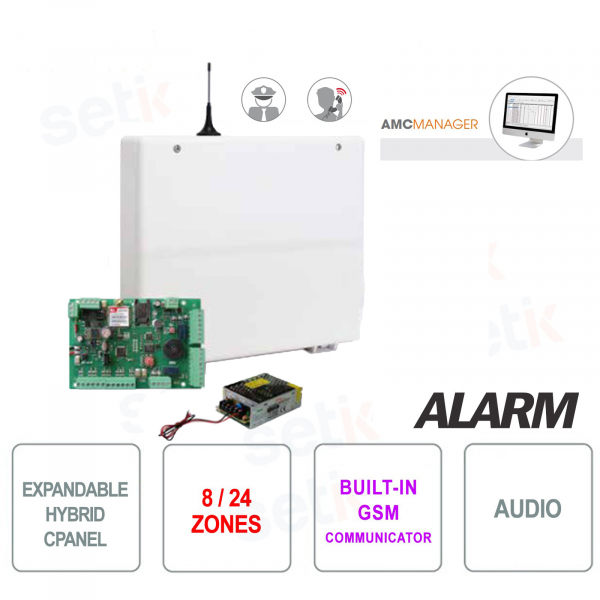 Centrale d'alarme 8 zones extensible à 24 GSM - AMC