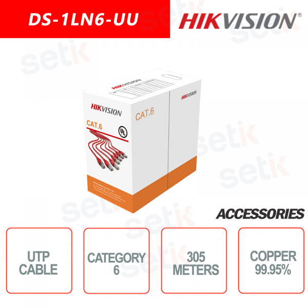 Câble UTP - Catégorie 6 - 305 Mètres - CUIVRE 99,95% - HIKVISION