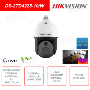 DS-2TD4228-10/W - Telecamera IP PoE ONVIF termica speed dome con ottica  bi-spettro 