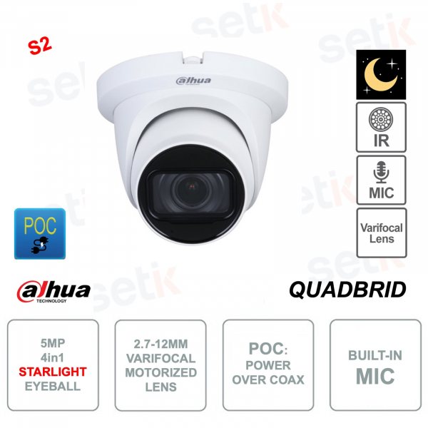 Caméra POC Eyeball 5MP Starlight 4en1 - 2.7-12mm motorisée - Smart IR60m - Version S2