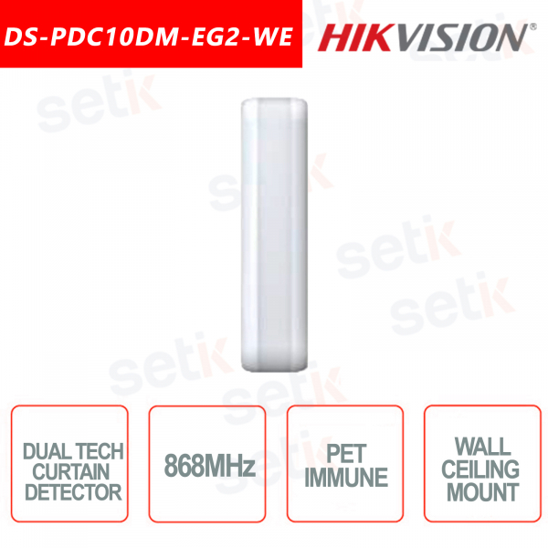 Hikvision K-Band Wireless Dual Technology AM Detector de cortina - Inmune a mascotas