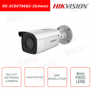 HIKVISION - Cámara Bullet en Red - DarkFighter - Óptica 4mm - IP67 - H.265+