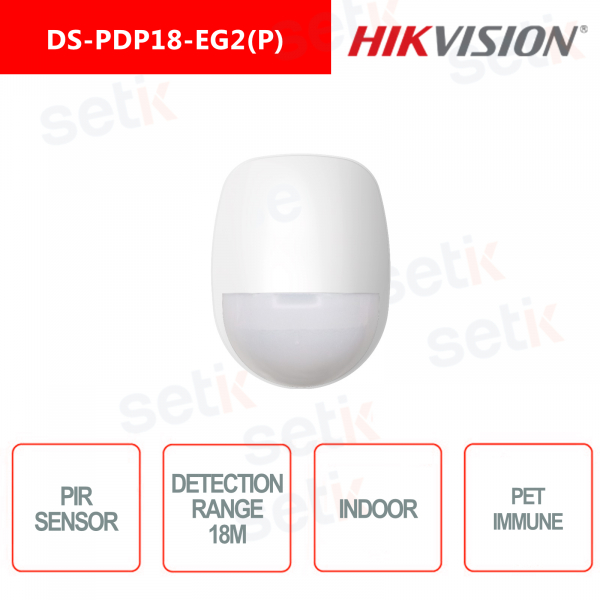 Sensor PIR con cable Hikvision de 18 m con inmunidad animal en interiores