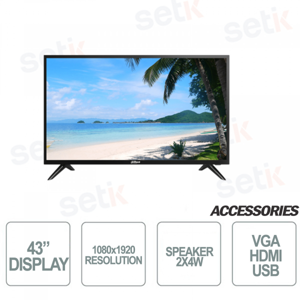 Moniteur 43 pouces - Pour une utilisation continue 24h/24 et 7j/7 - LED - Full HD - Haut-parleurs