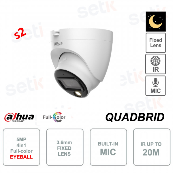 Eyeball Full Color 4in1 5MP - 3,6-mm-Objektiv - Mikrofon - IP67 - IR20m - S2-Version