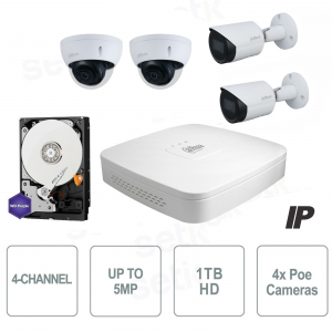 Kit de vidéosurveillance IP 4 canaux 8MP + Cam PoE + HD - Série Business - Dahua
