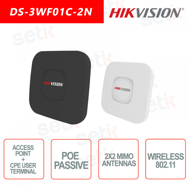 KIT Punto de Acceso Hikvision + Terminal de Usuario CPE - Inalámbrico 802.11b/g/n - PoE Pasivo