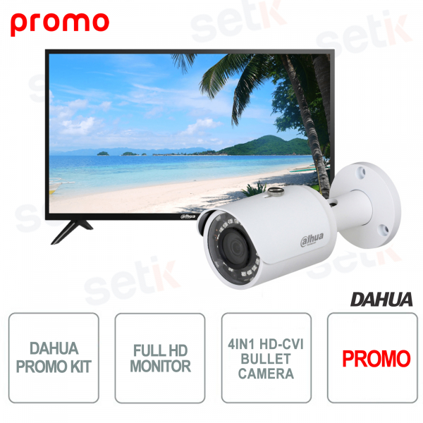 Promo | Monitor KIT Dahua Full HD 43 Pollici VGA HDMI con Telecamera da esterno HAC-HFW2401S