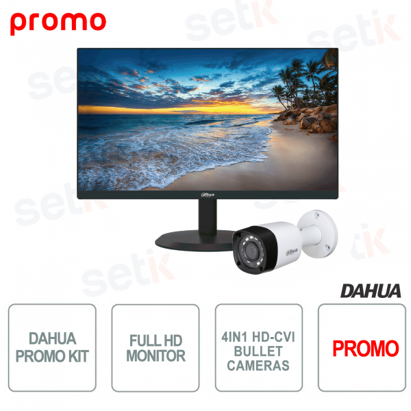 Promo | Kit moniteur Dahua Full HD 21,5 pouces VGA HDMI avec caméra extérieure HAC-HFW1000RM-S3