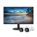 Promo | Monitor KIT Dahua Full HD 21.5 Inch VGA HDMI with 2 Outdoor Cameras HAC-HFW1000RM-S3