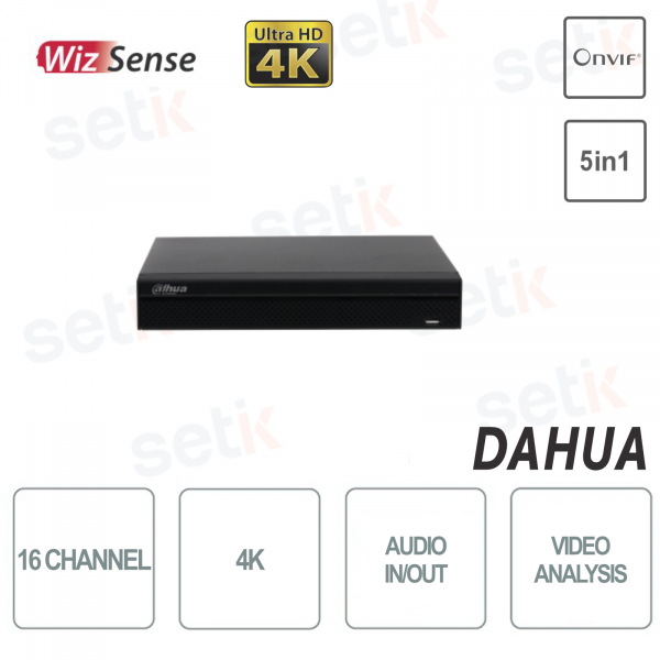 Dahua NVR 16 canali 4K 5in1 Supporto telecamere IVS SMD Mappa Calore H.265+ HDMI VGA