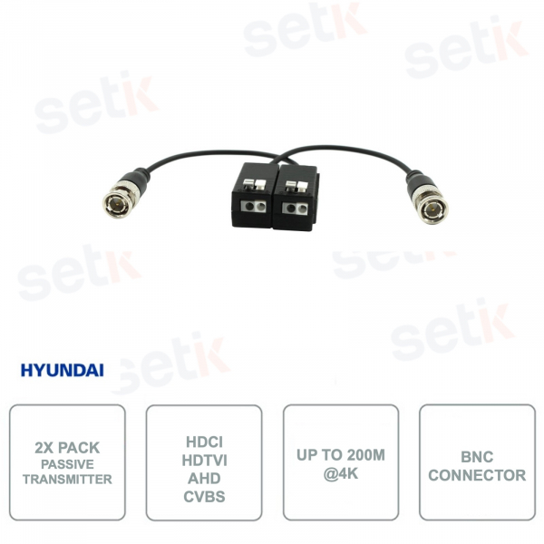 Pair of passive transmitters - Up to 4K - BNC - HDCVI HDTVI AHD CVBS