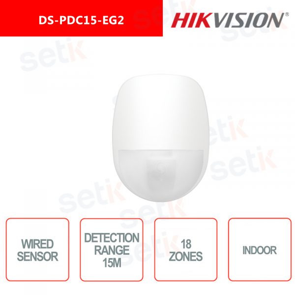 Hikvision Sensore PIR sensore moviemento tenda Wired Raggio 15 metri 6.3 gradi 18 zone Infrarosso passivo