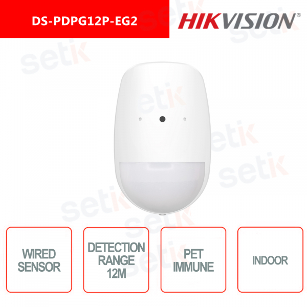 Hikvision capteur PIR en verre brisé avec détection de filtre pour animaux de câble jusqu'à 12 mètres Angle 85,9 degrés