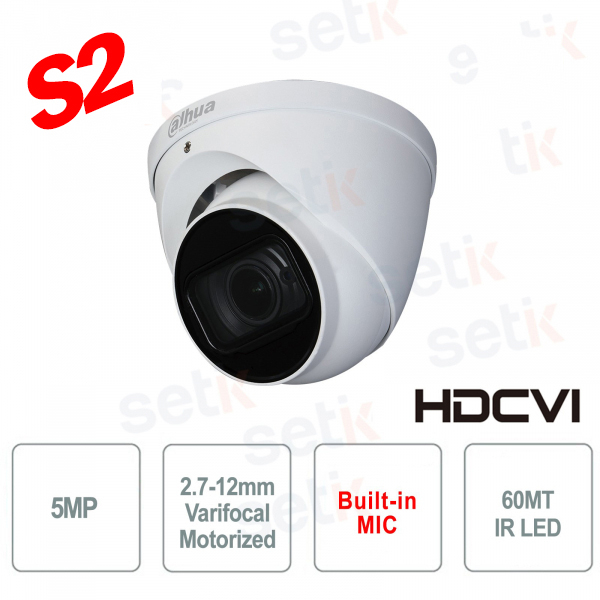 Telecamera Dahua 5MP HDCVI Dome con zoom Motorizzato Audio - Versione S2