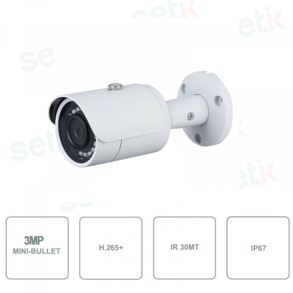 Caméra réseau DAHUA IPC-B3FG2 3MP IR Mini-Bullet pour systèmes de vidéosurveillance