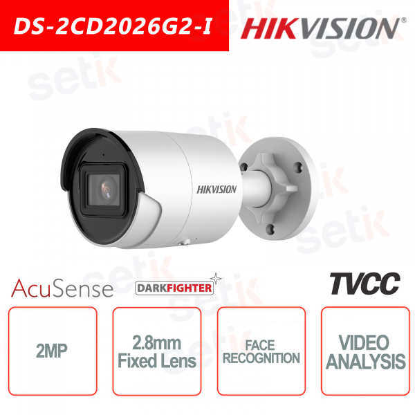 Caméra IP Hikvision Onvif PoE 2MP DarkFighter Acusense FULL HD IR H.265 + Caméra Bullet 2MP