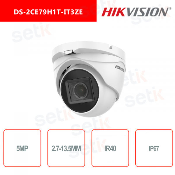 Hikvision 5MP 2.7mm - 13.5mm Motorized Varifocal Turret Smart IR40 IP67 POC Camera
