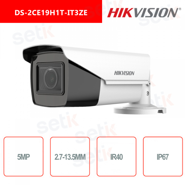 Hikvision 5 MP 2,7–13,5 mm motorisierte Varifokal-Bullet-POC-IP67-Kamera