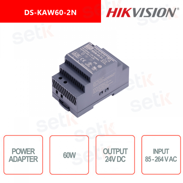 Adaptador de corriente Hikvision - Fuente de alimentación 60W - LSP - Indicador LED - Carril DIN