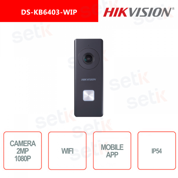 Hikvision - 2MP 1080p Wi-Fi Video Doorbell Audio Alarm Integrated Microphone and Speaker IP54