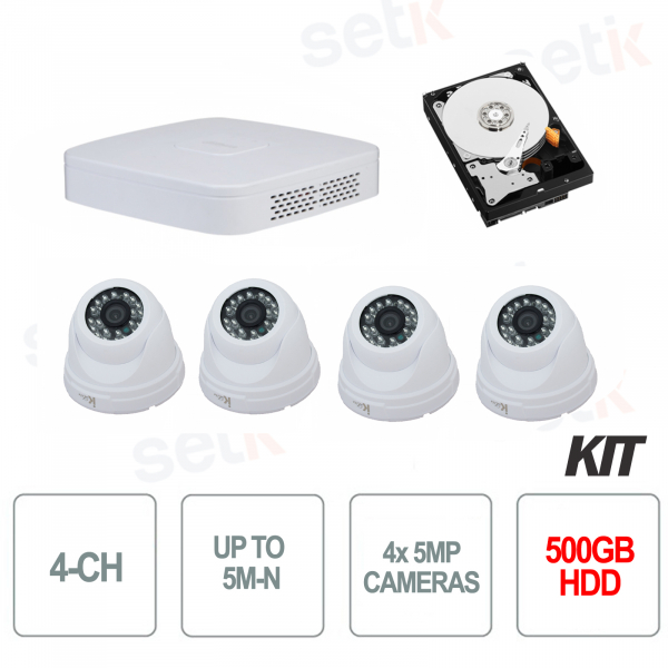 Kit Completo Videosorveglianza 4 Canali dvr Dahua + 4 telecamere Esterno 5 megapixel + hdd Professionale Casa