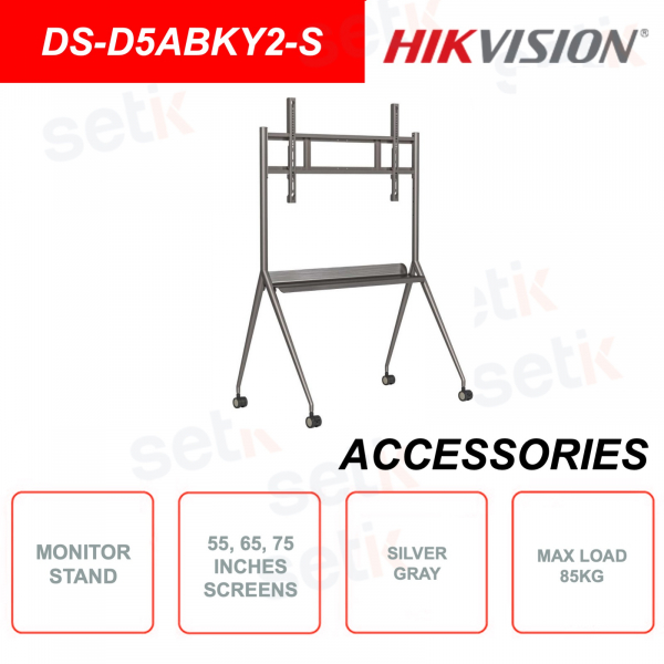 Floor stand for 55, 65, 75 Inch monitors - Max. 85Kg - Silver color