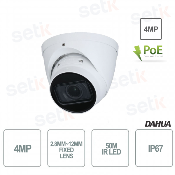 Mini caméra dôme 4MP 2,8 mm–12 mm WDR IP ONVIF® PoE
