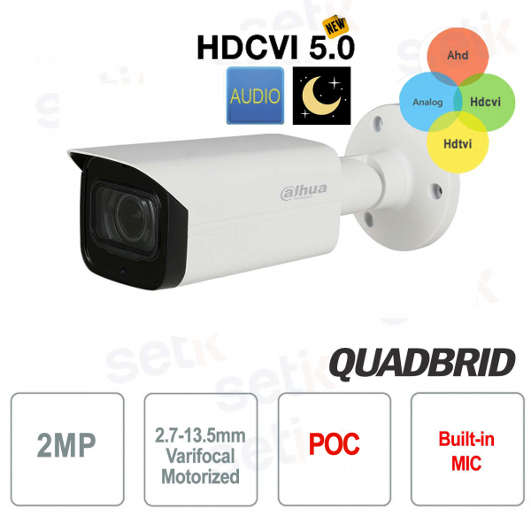 Caméra Dahua 2MP 4in1 motorisée Starlight 80M Audio WDR POC