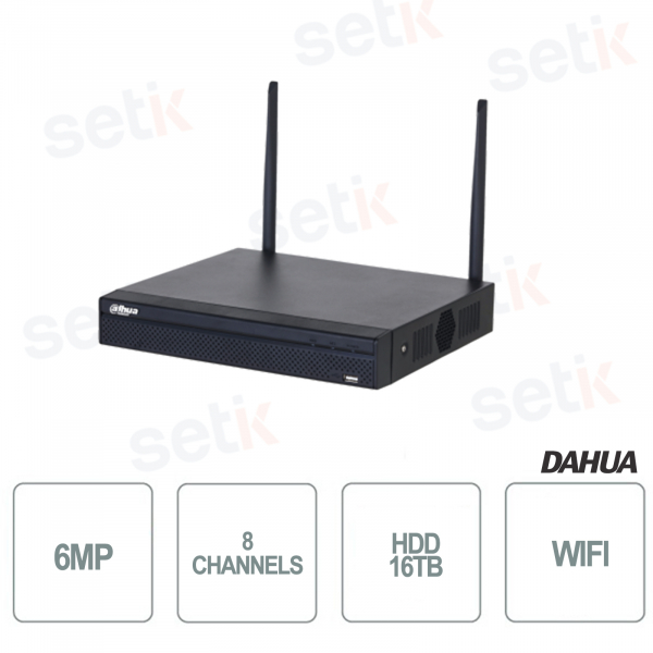 Dahua NVR 8 Canali IP 6MP 40Mbps WiFi Dahua H.265 P2P 1HDD Audio
