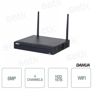 Dahua NVR 4 Canales IP 6MP 40Mbps WiFi Dahua H.265 P2P 1HDD Audio