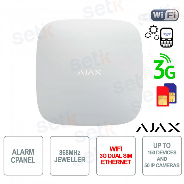 Zentralalarm Ajax Hub Plus WLAN 3G Dual Sim LAN 868MHz