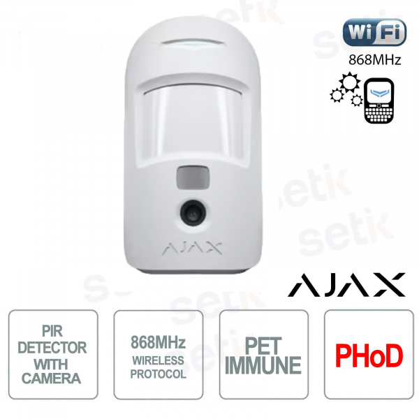 Détecteur de mouvement Ajax PIR avec caméra immunitaire pour animaux de compagnie - PHoD