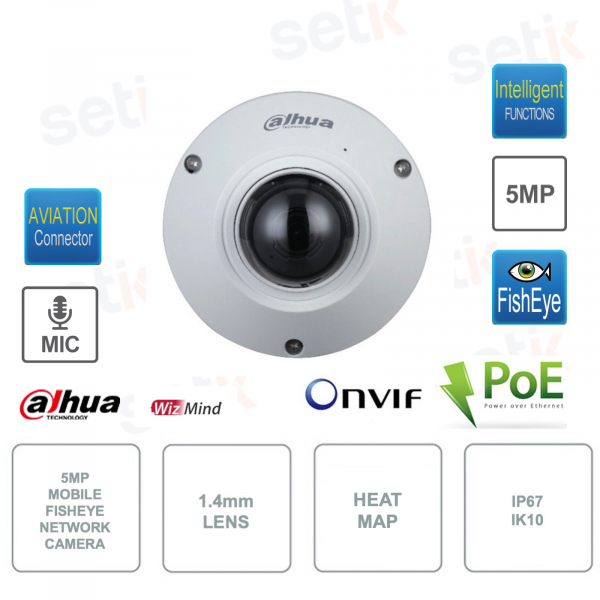 IPC-EB5541-M12-SA - Dahua Mobile Camera - 5MP - 1.4mm Lens - IP PoE ONVIF® - WDR - IP67 - IK10