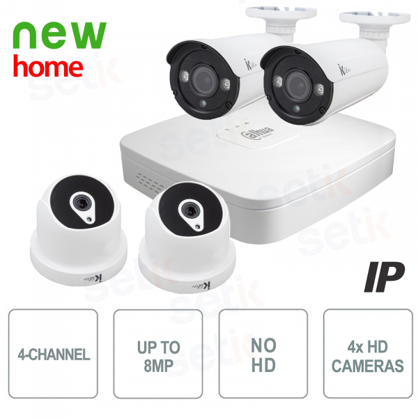 4-Channel IP 8MP Video Surveillance Kit + HD Cameras - Home Dahua