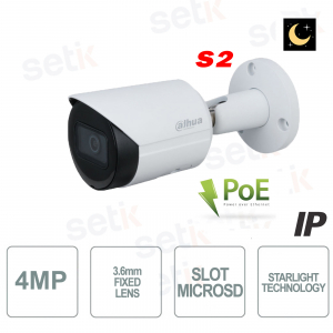 Caméra IP extérieure DAHUA ONVIF® PoE 4MP Starlight 3.6mm S2